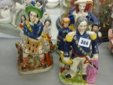 A collection of Staffordshire pottery-style figurines