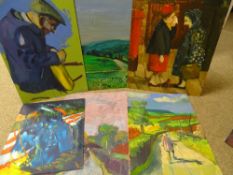 JOHN CHERRINGTON five various mixed media studies - some signed & dated