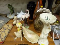 A parcel of ornamental figures, vases and similar items