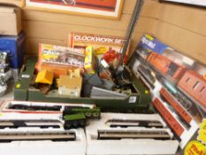 Hornby railways boxed night mail set, a quantity of layout buildings & material, three locomotives