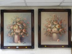 Good modern pair of oils on canvas - still life studies of flowers