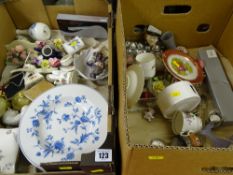 Two boxes of decorative porcelain and similar items