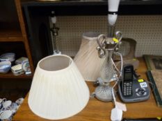 A Panasonic phone system, decorative table lamps and shades etc