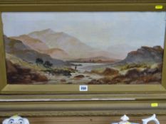 G F ROLLAND gilt framed oil on canvas - fisherman by a river, signed, dated '86