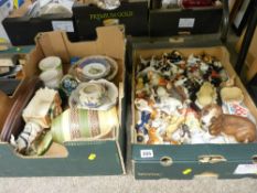 A collection of mainly dog figurines & ornaments along with a selection of pottery vases &
