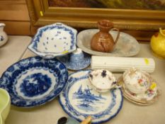 A quantity of blue & white ware, hand painted cups & saucers etc