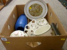 A box of pottery vases & containers