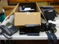 A good parcel of camera equipment including Canon camera, lenses, camera bags, also home