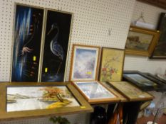 A quantity of oriental paintings and prints etc