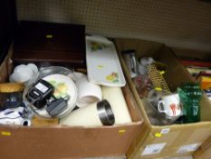 Two boxes of mixed household items