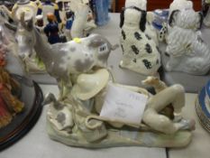A large Lladro porcelain model of a sleeping goat herder by F Garcia (horn to goat damaged)
