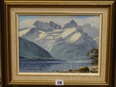 MARK THOMAS (of New Zealand) oil on board - Lake Teanu, signed, 21.5 x 30 cms