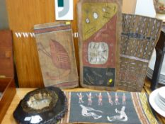 A parcel of Aboriginal drawings on bark panels