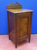 Edwardian single door pot cupboard with shaped railback