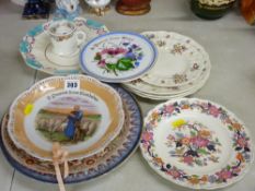 A quantity of decorative wall plates etc
