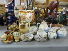 An Oriental eggshell pottery part-teaset along with a gilt decorated part-coffee set