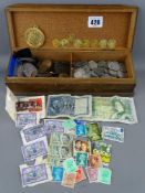 A lidded box containing a good quantity of commemorative crowns & vintage British and overseas
