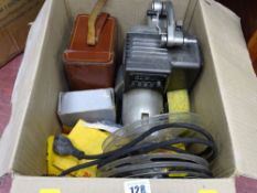 A box of vintage projector and similar items