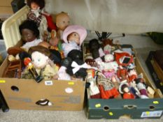 A collection of vintage & other dressed dolls etc