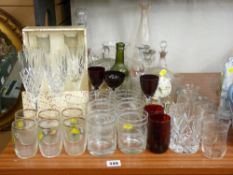 A quantity of vintage & modern drinking & other glassware, a mid-century anniversary clock & two