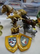 China dray horses, coat of arms shields etc