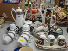 Two stylish mid-century style part coffee sets, J G studio by Meakin & Royal Tuscan 'Cascade'