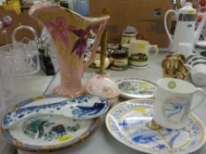 A Conwy tunnel commemorative plate & mug, a pink Sadler floral decorated vase etc