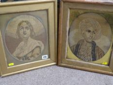 A pair of oval mounted early tapestry portraits