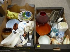 Two boxes of mixed crockery & household goods