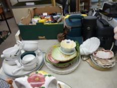 A quantity of Denby pottery Green Wheat pattern, a selection of leaf shaped dishes & a quantity of