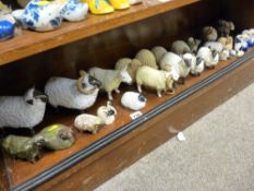 A collection of sheep and ram ornaments
