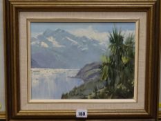 MARK THOMAS (of New Zealand) oil on board - The Humbolt Range, Lake Wakatipui, signed, 21.5 x 29