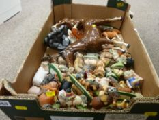 A collection of horse & pig ornamental figurines etc including Thelwell by John Beswick & others