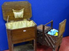 A vintage oak work box & a reproduction cantilever work box with contents