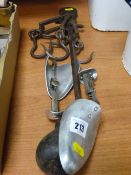 Steel yard balance and pair of vintage shoe trees