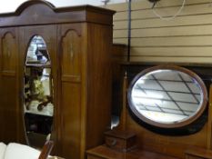 Mahogany single door wardrobe with base drawer and similar two drawer dressing table