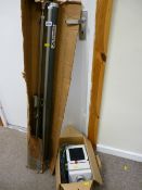 Boxed vintage projector screen and a Patterson of England vintage projector