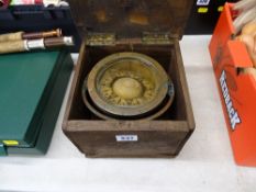 An antique ship's gimbal compass