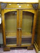 Small oak two door bookcase cupboard