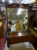 Framed polished wood mirror with under storage box