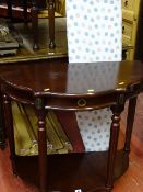 Modern half moon hall table with lower shelf etc