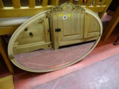 Oval bevelled edge mirror with painted metal frame