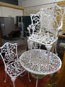 Metal white painted garden set of table and four chairs