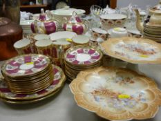 Parcel of colourful Staffs teaware in various patterns including cakestands etc