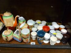Large porcelain and other eggcup collection and a Japanese teaset