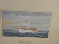 J LEWIS-JONES mixed media - 'The Snow Goose of Conwy, Caernarfonshire' label verso, 12 x 20 cms