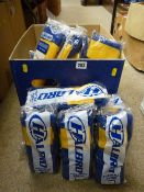 Box containing large quantity of Halbro gent's football socks in retail packs