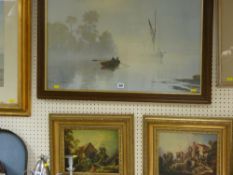 Print after COULSON and two gilt framed oleographs