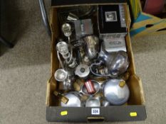 A box of good EP, Picquot tea service, etc