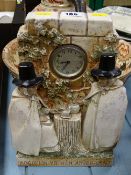 Pottery Welsh Lady clock group 'Adgofion yr Hen Amser Gynt'